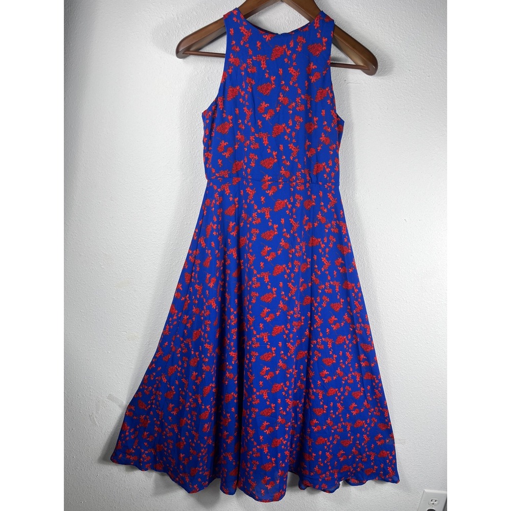GB Girls Dress Blue 14 Floral Sleeveless Halter Midi Fit Flare Special Occasion